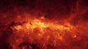 Milky way nebulae orange outer space stars wallpaper