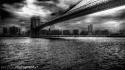 New york city bridges darkness grayscale monochrome wallpaper