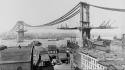 New york city bridges gray industrial plants wallpaper