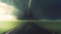 Tornado paths roads skyscapes storm wallpaper