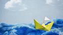 Boats paper boat vehicles water waves wallpaper