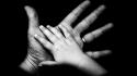 Baby black background grayscale hands love wallpaper