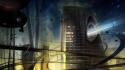 Cityscapes digital art futuristic science fiction skylines wallpaper