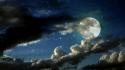 Moon clouds dark night wallpaper