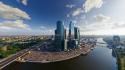 Moscow blue skies cityscapes fisheye effect nature wallpaper