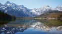 Blue skies lakes landscapes mountains nature wallpaper
