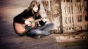 Bridges brunettes guitars jeans music wallpaper