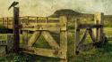 Fences gate old paintings wallpaper
