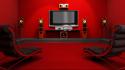 Home cinema movies red room wallpaper