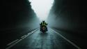 Mist monochrome motorbikes roads sports wallpaper