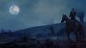 Rivia moon the witcher horseback riding horses wallpaper