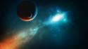 Artwork blue dark outer space planets wallpaper