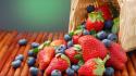 Baskets blueberries food fruits strawberries wallpaper