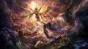 Angels clouds fantasy art digital artwork skyscapes gods wallpaper