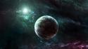 Outer space stars planets rings spaceships asteroids wallpaper