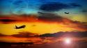 Sunset nature aircraft skyscapes wallpaper