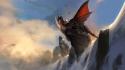 Artwork dragons fantasy art waterfalls wings wallpaper
