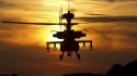 Ah64 apache aircraft helicopters sunset wallpaper