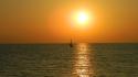 Sun boats sea sunrise wallpaper