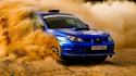 Subaru impreza wrc blue cars dust gravel wallpaper