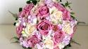 Flowers composition bouquet roses freesias wallpaper