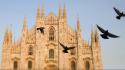 Italy pigeons cathedral milan city wallpaper