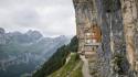 Landscapes cliffs switzerland homes alps wallpaper