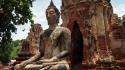 Landscapes trees ruins buddha buddhism thailand statues temple wallpaper