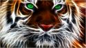 Light eyes tigers fractalius green bengal photomanipulation wallpaper