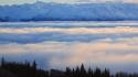 Mountains clouds alaska bay below wallpaper