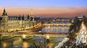 Paris france bridges rivers seine cities view wallpaper