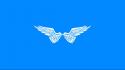 Angels blue wings minimalistic white wallpaper