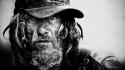 Black and white men homeless person faces portraits wallpaper
