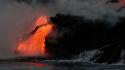 Landscapes lava smoke sea wallpaper