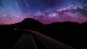 Mountains stars highway skyscapes velocity wallpaper