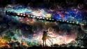 Trains long hair bubbles scenic skyscapes ia wallpaper