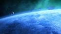 Blue outer space stars planets earth wallpaper