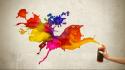 Multicolor digital art 3d colors spraycan paint splatter wallpaper