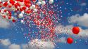 Red white balloons skyscapes wallpaper