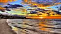Sunset beach horizon sea wallpaper