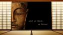 Text quotes zen buddha think wooden floor wallpaper
