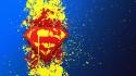Dc comics superman logo blue background paint splatter wallpaper