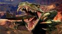 Fantasy raptor canyon rex fighter jets wallpaper