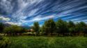 Green clouds landscapes nature trees wallpaper