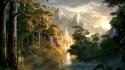 Mountains landscapes fantasy art artwork rivers wallpaper