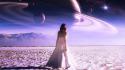 Planets fantasy art saturn digital science fiction wallpaper