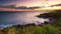 Sunset ocean landscapes nature beach kauai wallpaper