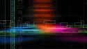 Abstract multicolor binary grid numbers black background wallpaper