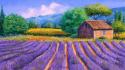 Paintings landscapes lavender wallpaper