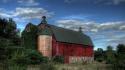 Red old buildings barn skyscapes wallpaper